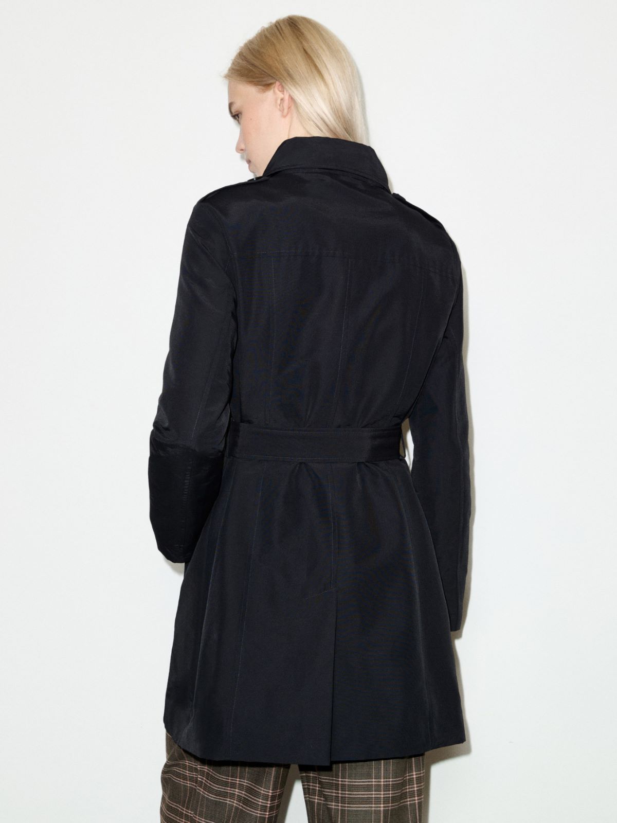 Double-breasted trench coat in ottoman - BLACK - MAX&Co. - 2