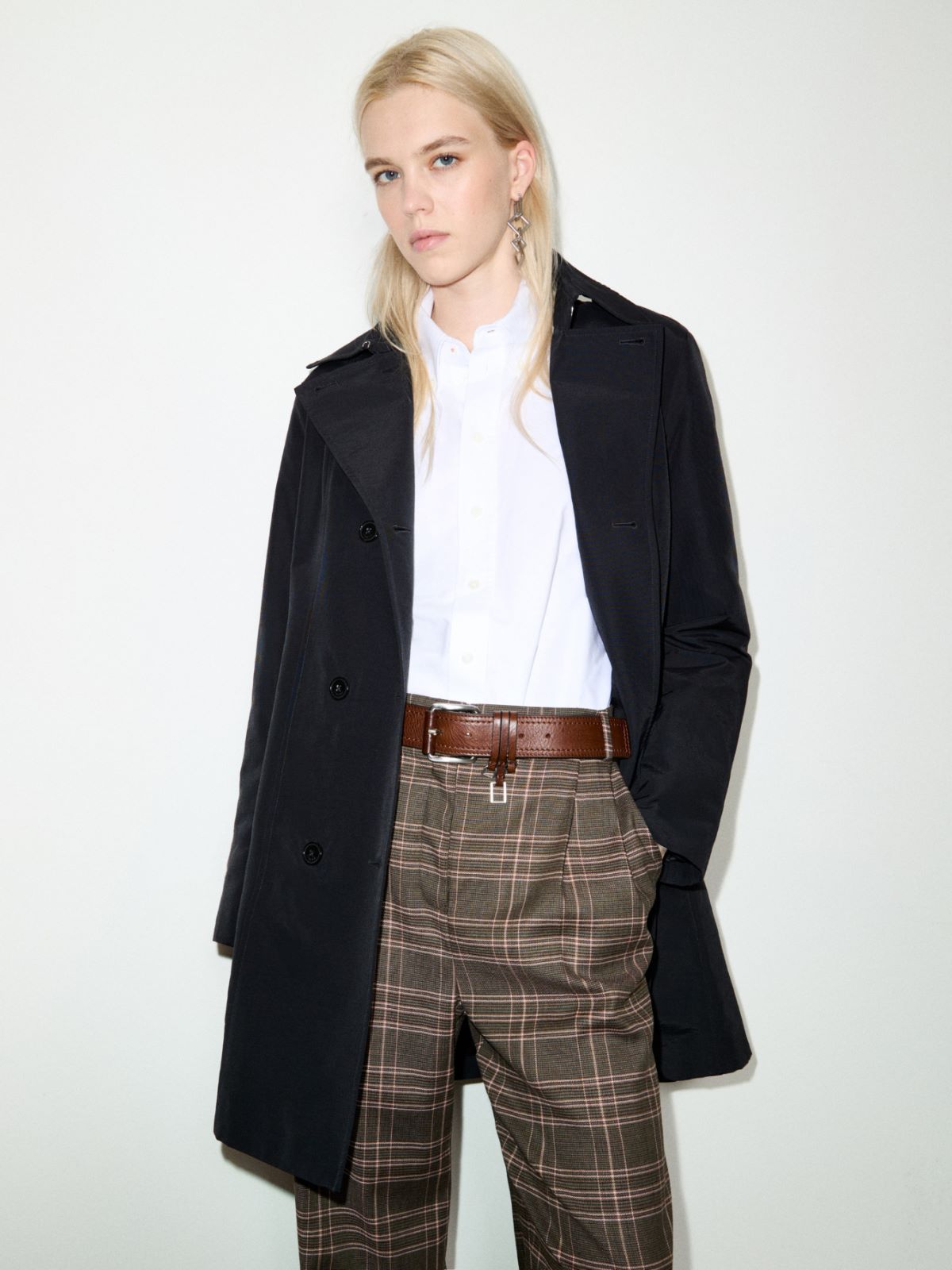 Double-breasted trench coat in ottoman - BLACK - MAX&Co.