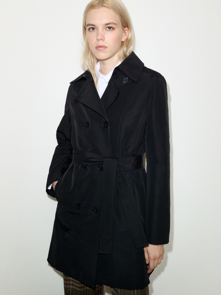 Double-breasted trench coat in ottoman - BLACK - MAX&Co. - 4