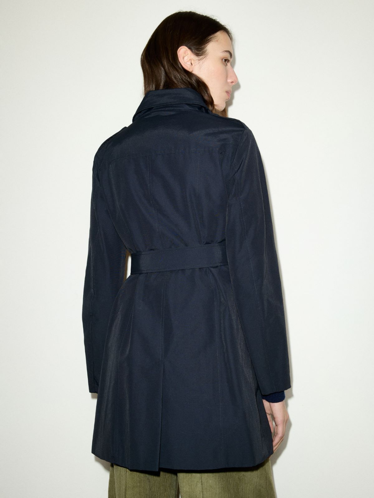 Double-breasted trench coat in ottoman - NAVY - MAX&Co. - 2