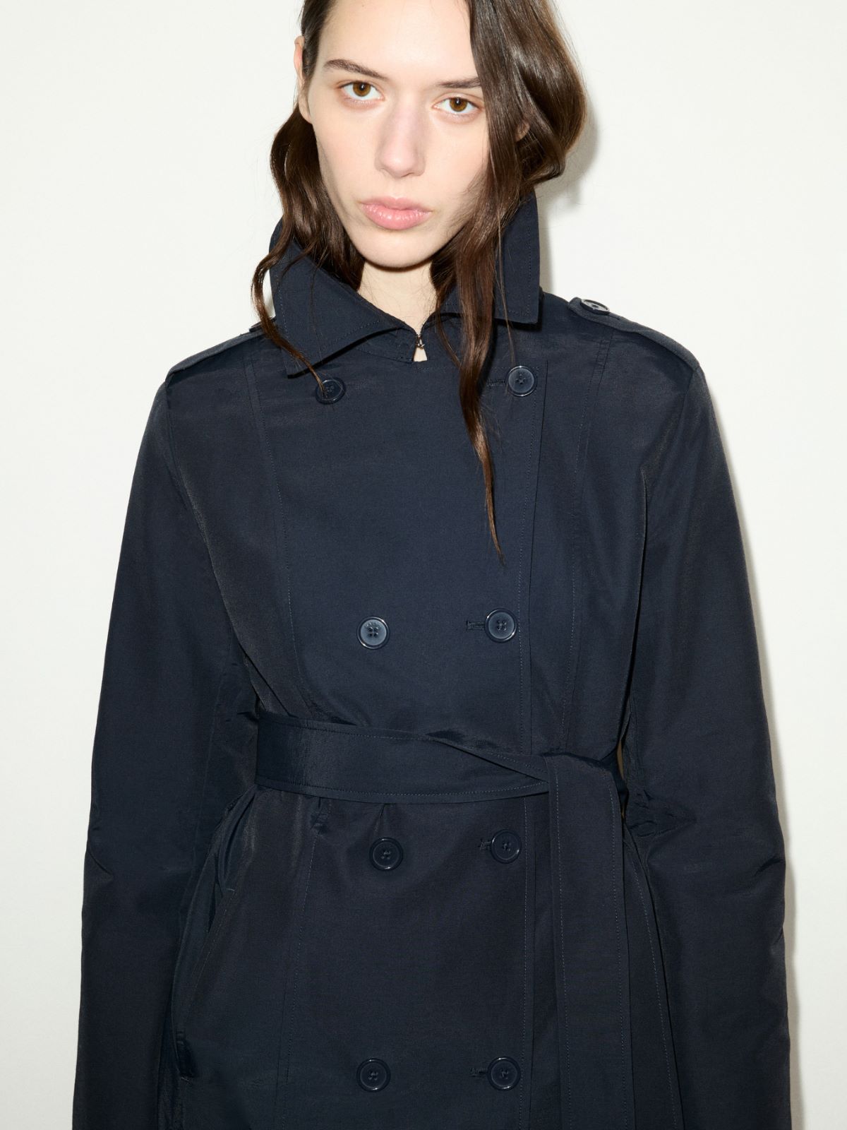 Double-breasted trench coat in ottoman - NAVY - MAX&Co. - 3