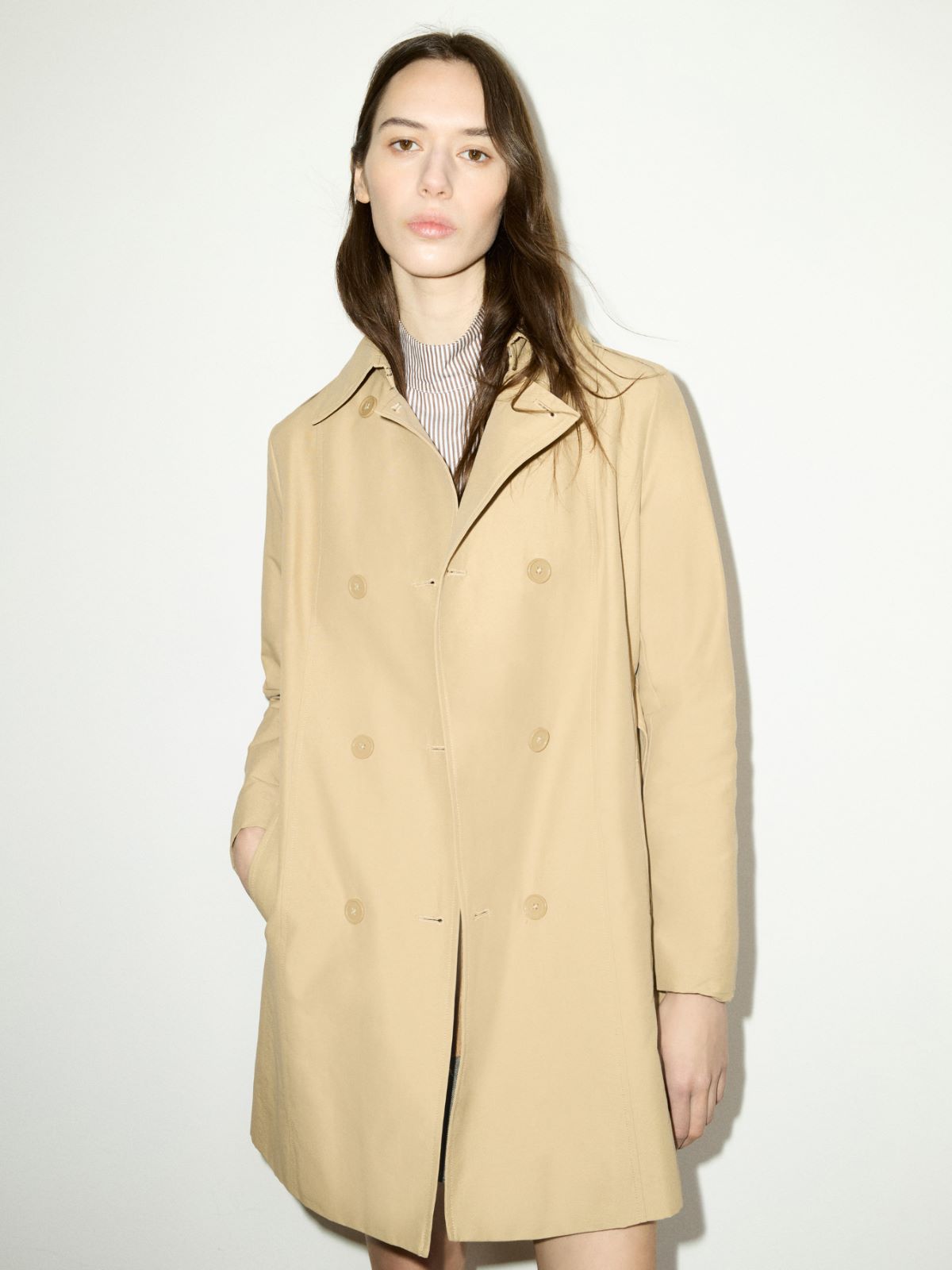 Double-breasted trench coat in ottoman - BROWN - MAX&Co. - 4