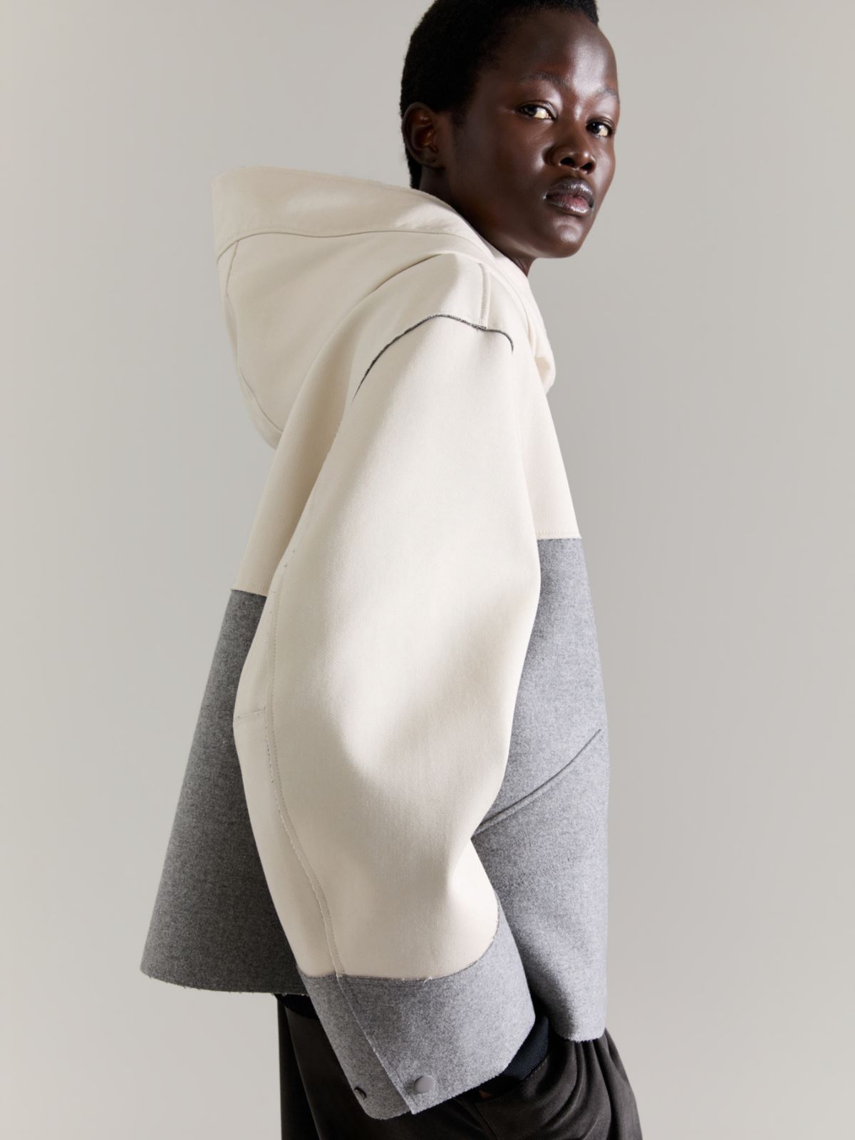 Colour-blocked jacket Raeburn &Co.llaboration - MELANGE GREY - MAX&Co. - 3