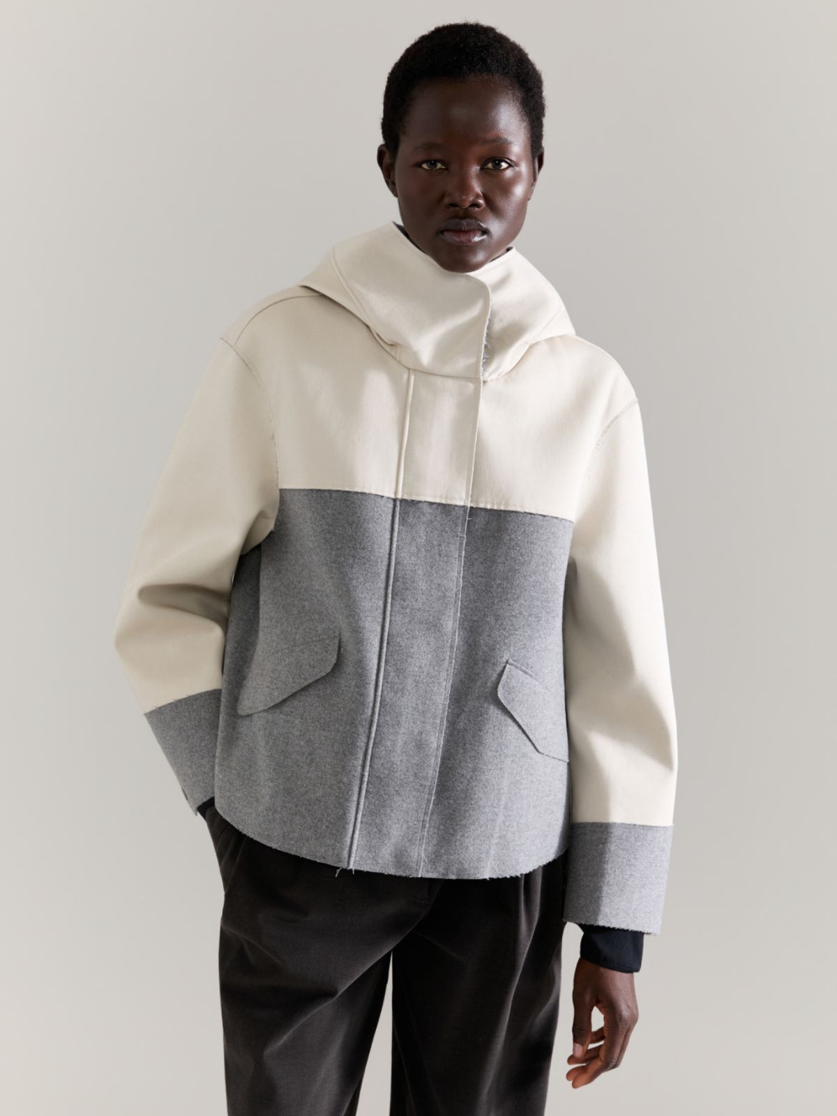 Colour-blocked jacket Raeburn &Co.llaboration - MELANGE GREY - MAX&Co.