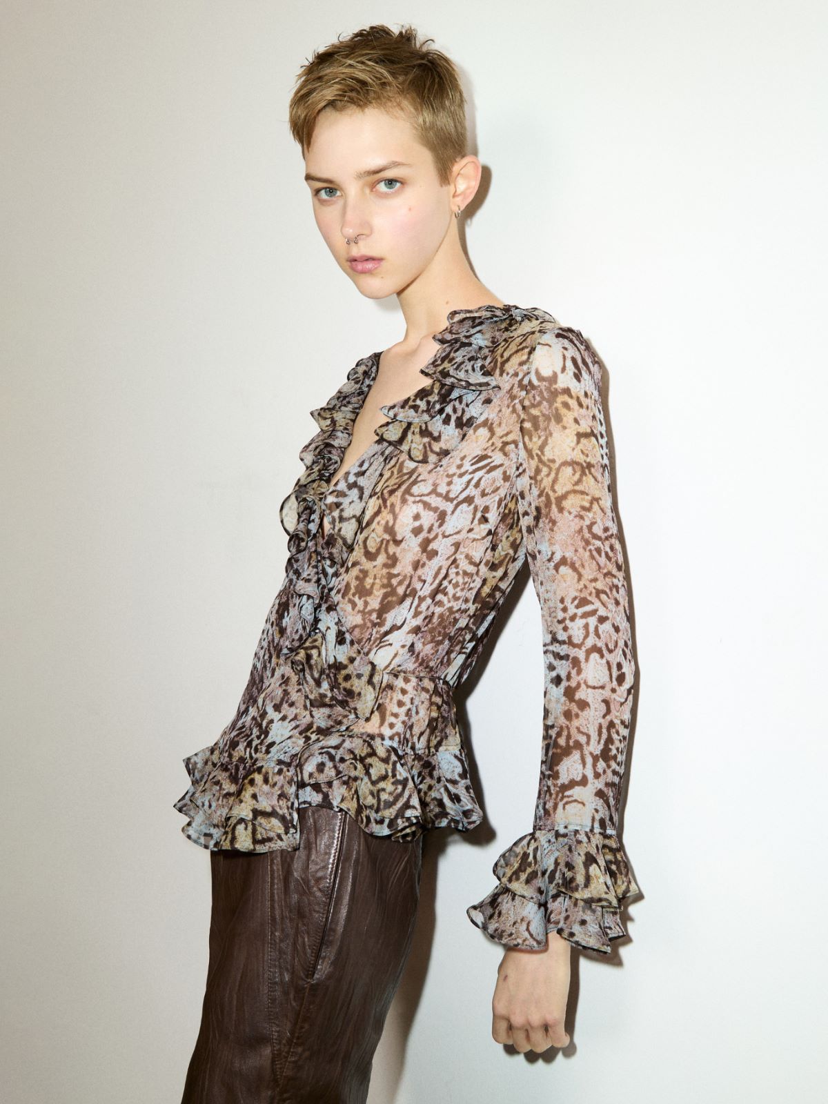 Crepon blouse Sami Miró &Co.llaboration - BLUE-GREY - MAX&Co.