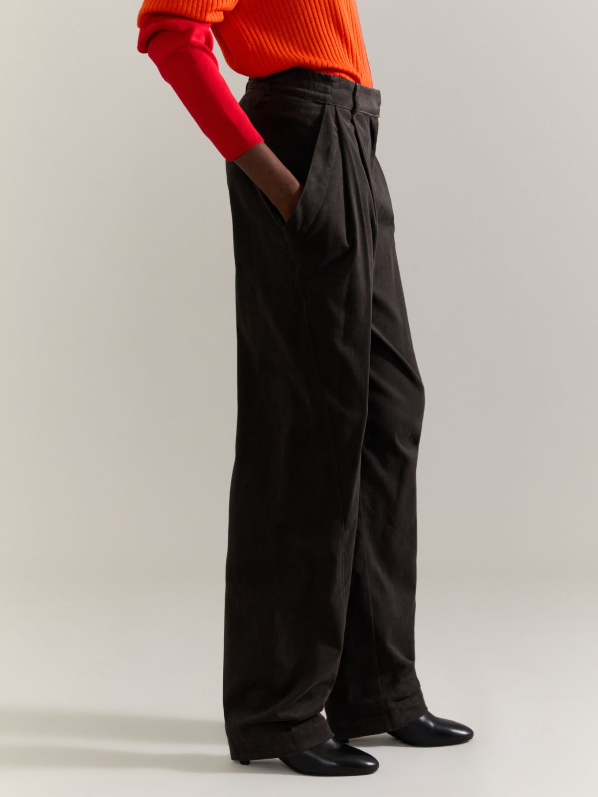 Barrel-leg trousers Raeburn &Co.llaboration - BURNT BROWN - MAX&Co. - 3