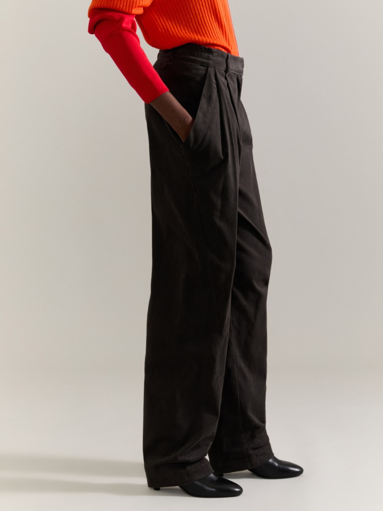 Barrel-leg trousers Raeburn &Co.llaboration - BURNT BROWN - MAX&Co. - 3