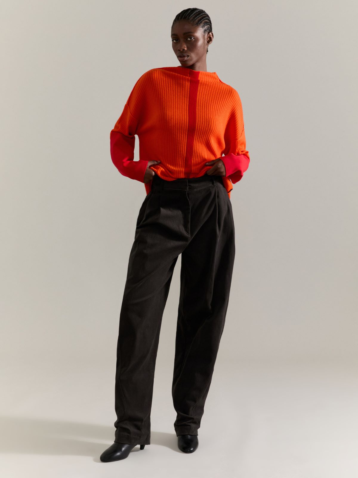 Barrel-leg trousers Raeburn &Co.llaboration - BURNT BROWN - MAX&Co.