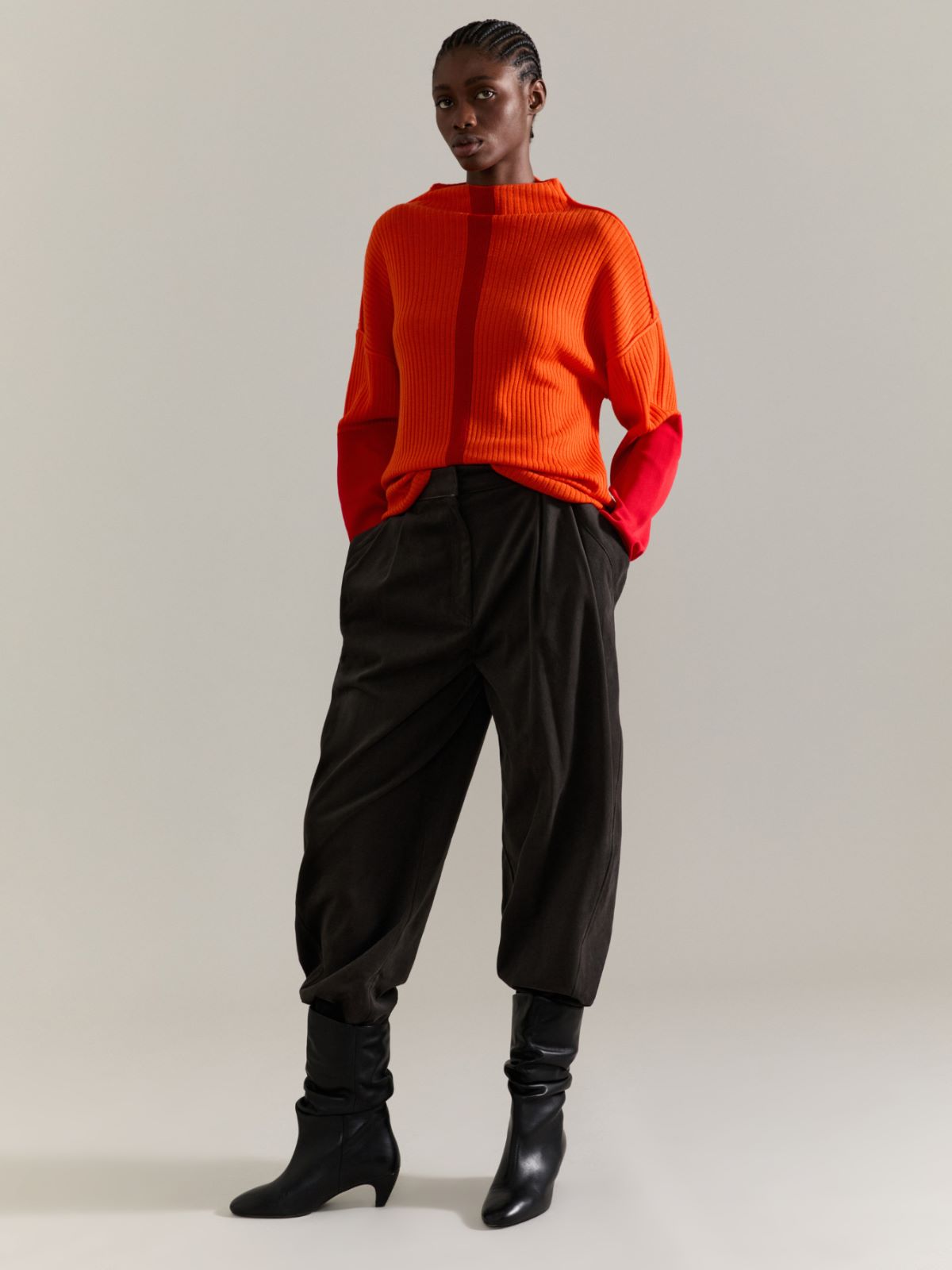 Barrel-leg trousers Raeburn &Co.llaboration - BURNT BROWN - MAX&Co. - 4