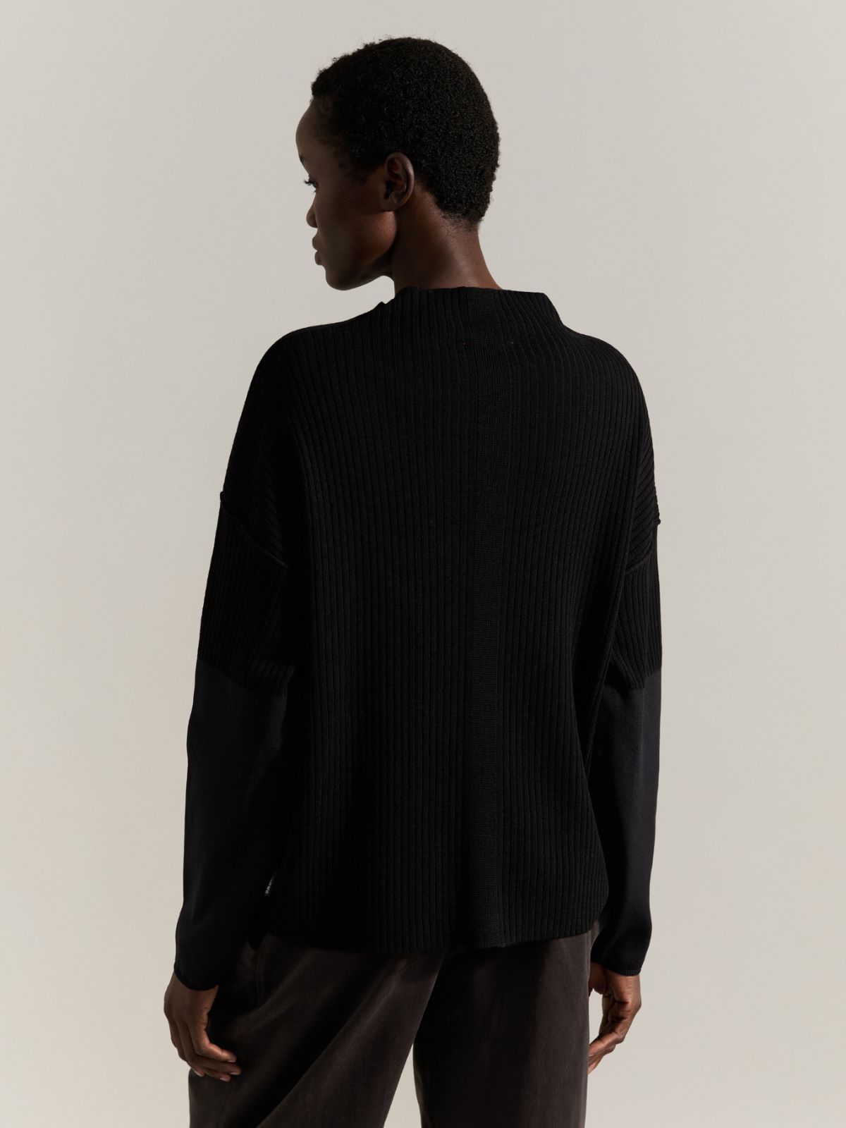Ribbed knit sweater Raeburn &Co.llaboration - BLACK - MAX&Co. - 2