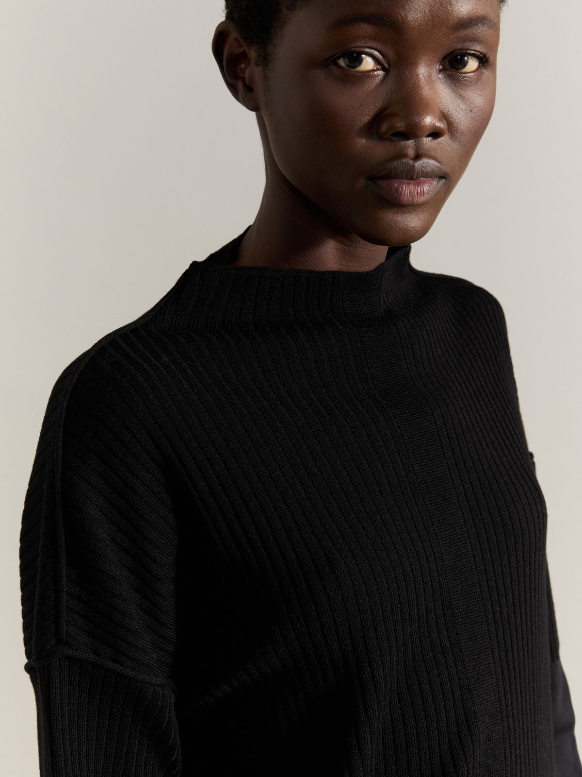 Ribbed knit sweater Raeburn &Co.llaboration - BLACK - MAX&Co. - 3