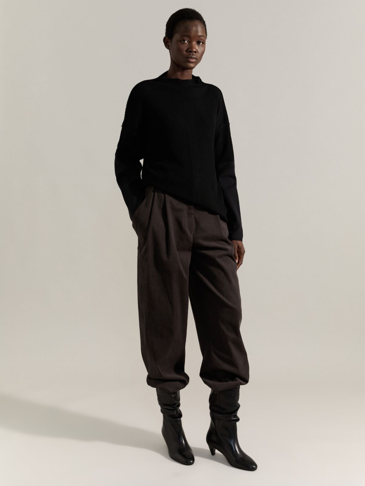 Ribbed knit sweater Raeburn &Co.llaboration - BLACK - MAX&Co. - 5