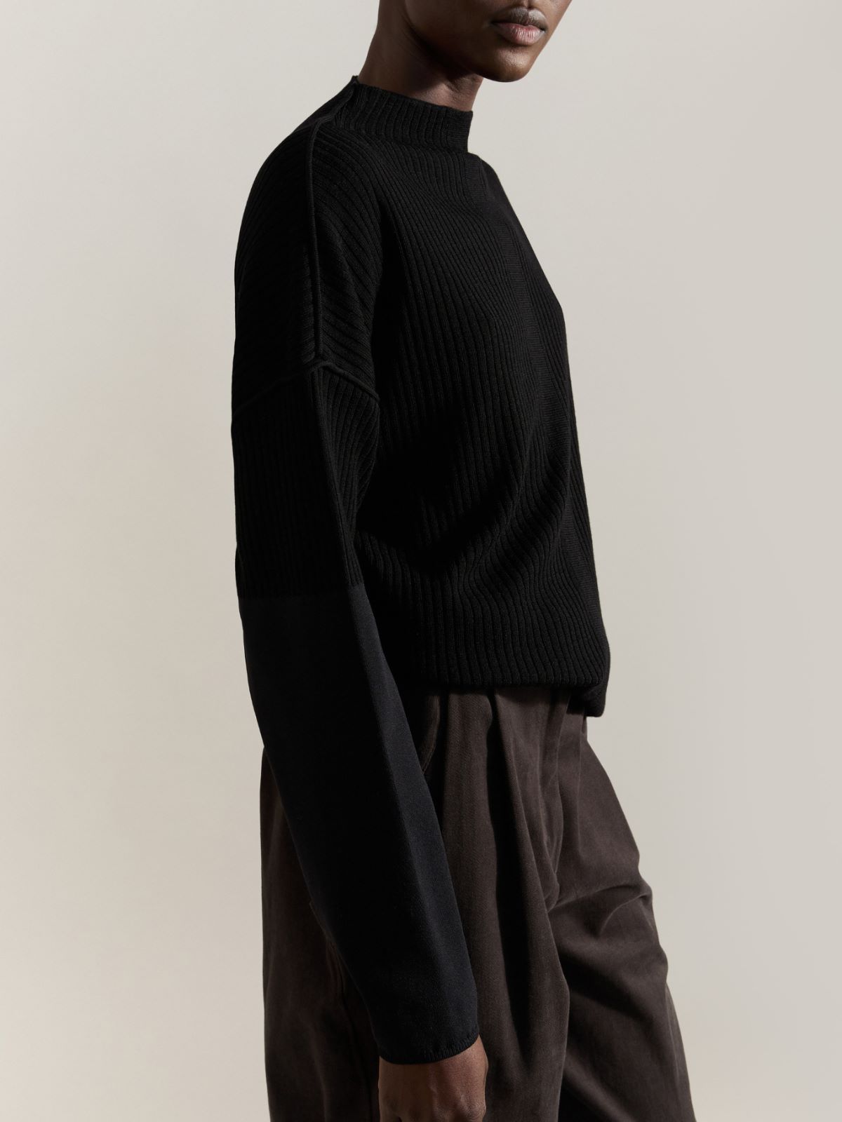 Ribbed knit sweater Raeburn &Co.llaboration - BLACK - MAX&Co. - 4