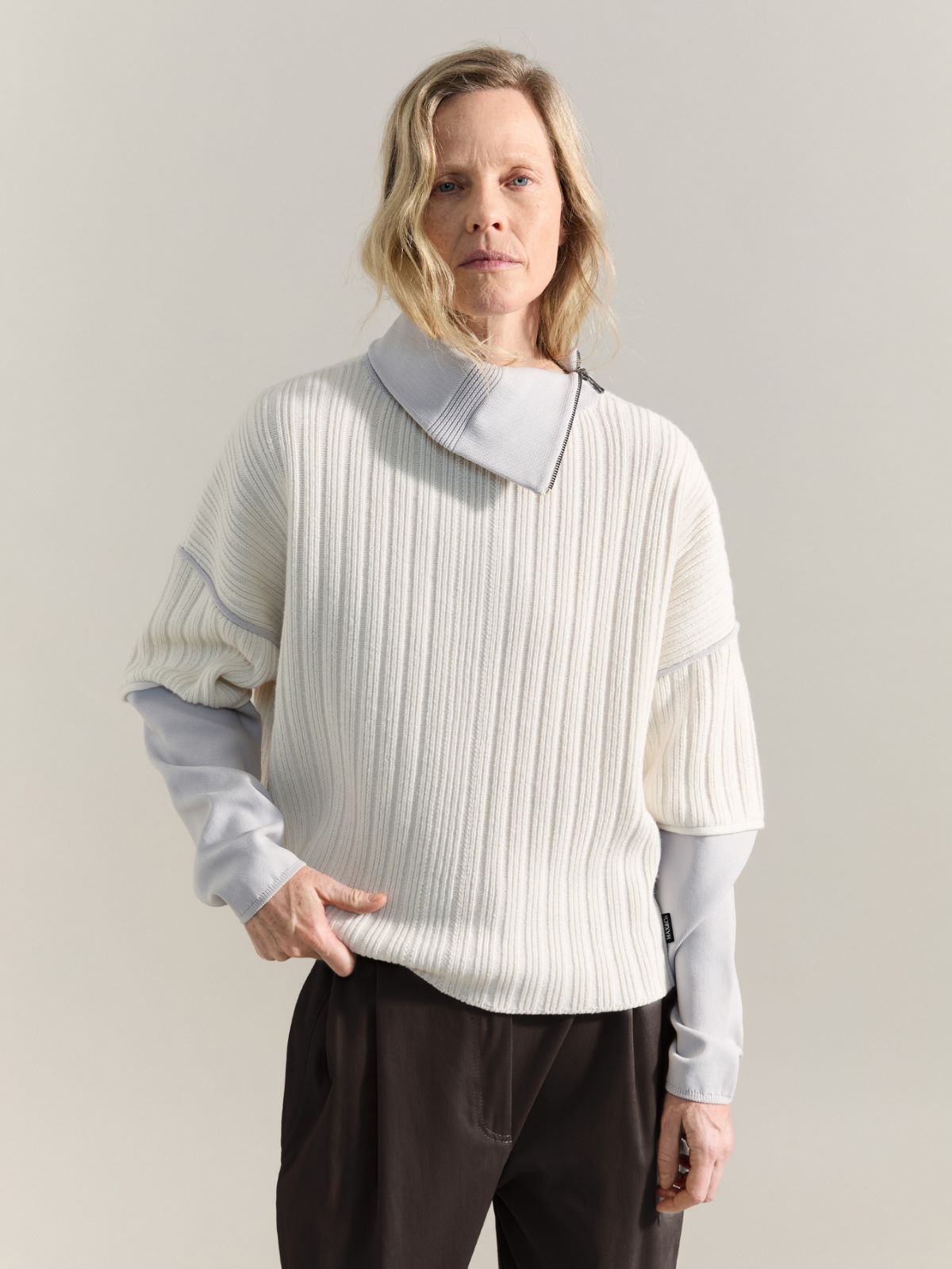 Colour-block sweater Raeburn &Co.llaboration - WOOL WHITE - MAX&Co.