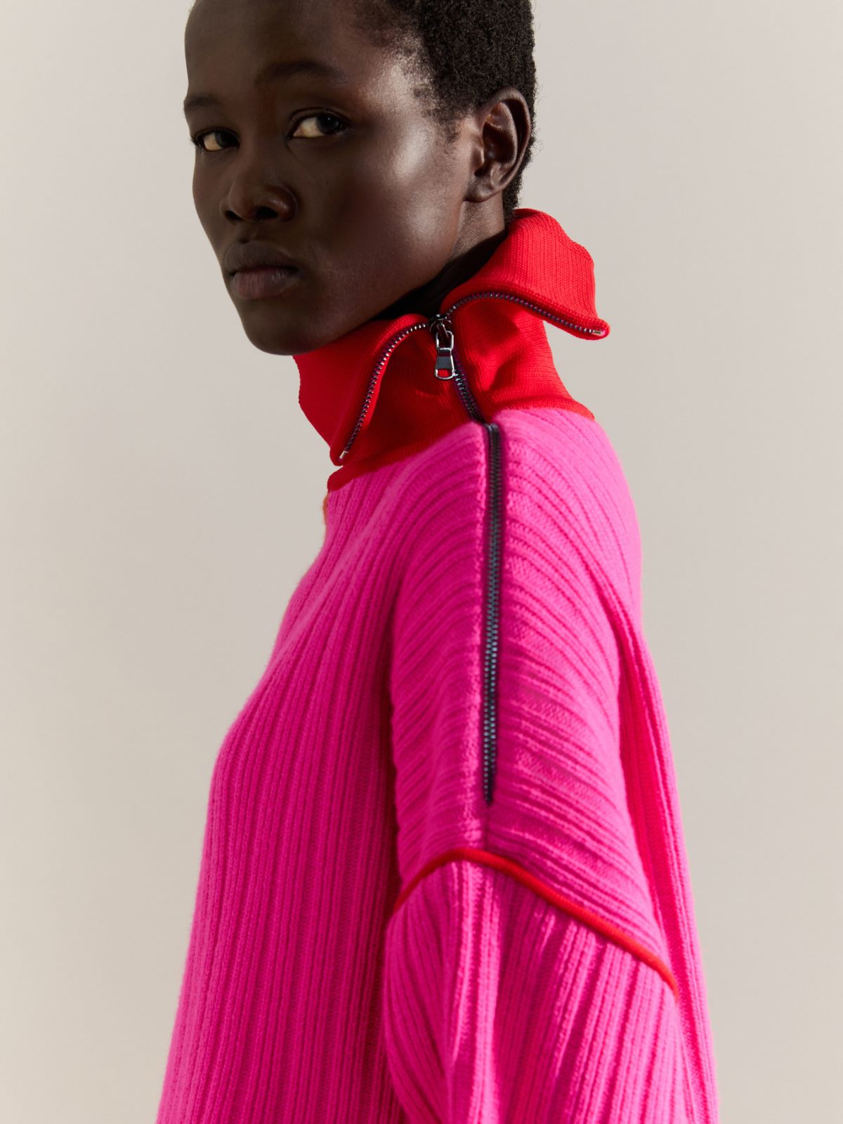 Colour-block sweater Raeburn &Co.llaboration - FUCHSIA - MAX&Co. - 3