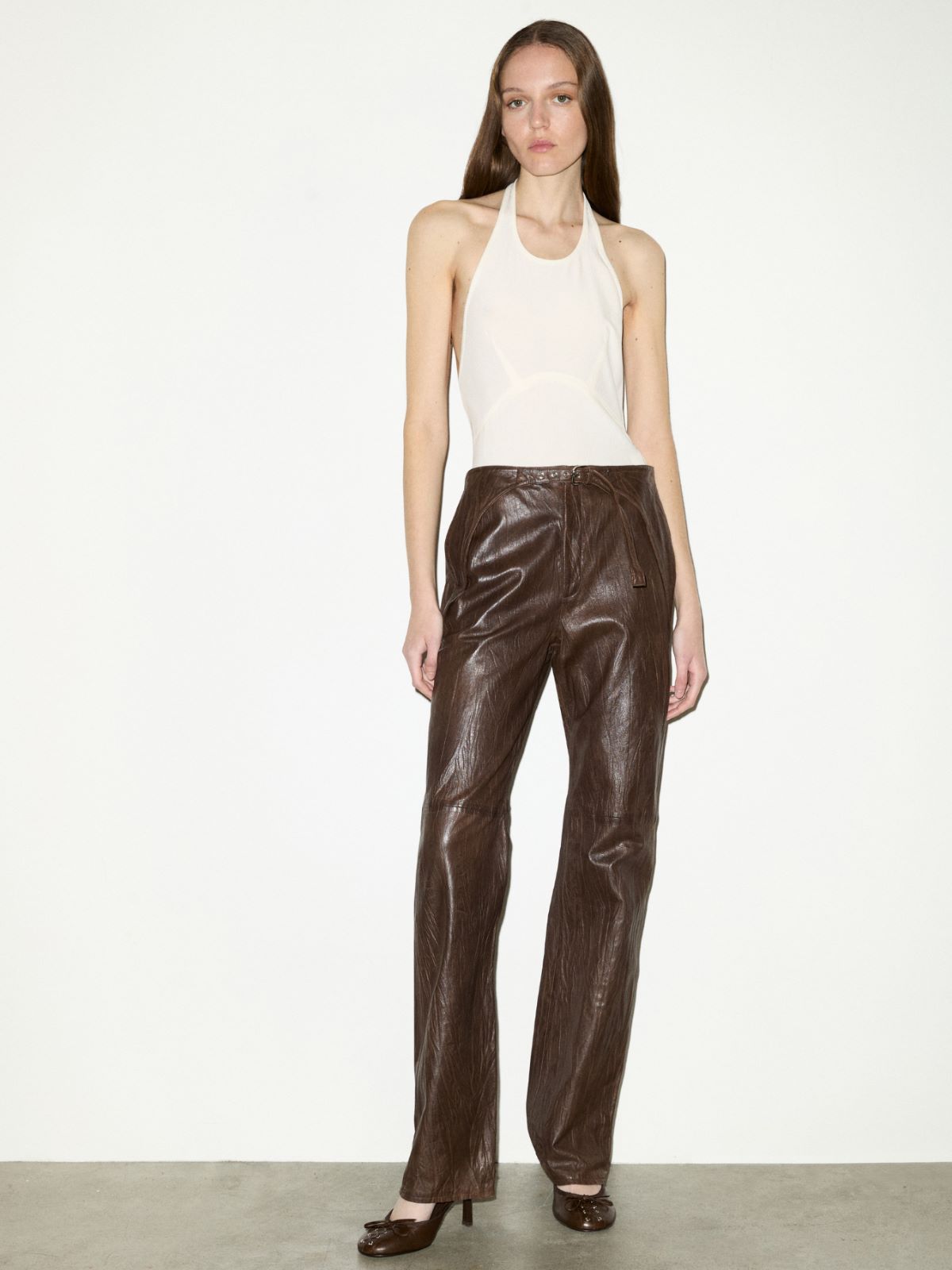 Leather trousers Sami Miró &Co.llaboration - CHOCOLATE - MAX&Co. - 4