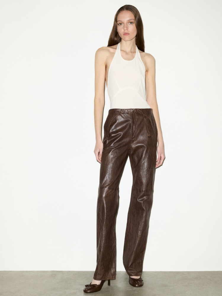 Leather trousers Sami Miró &Co.llaboration - CHOCOLATE - MAX&Co. - 4