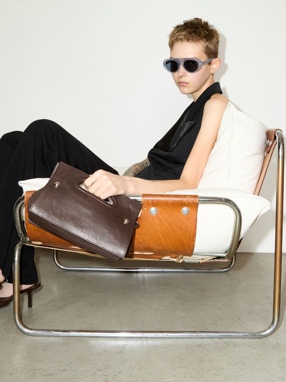 Bookbag in pelle Sami Miró &Co.llaboration - MARRONE - MAX&Co. - 5