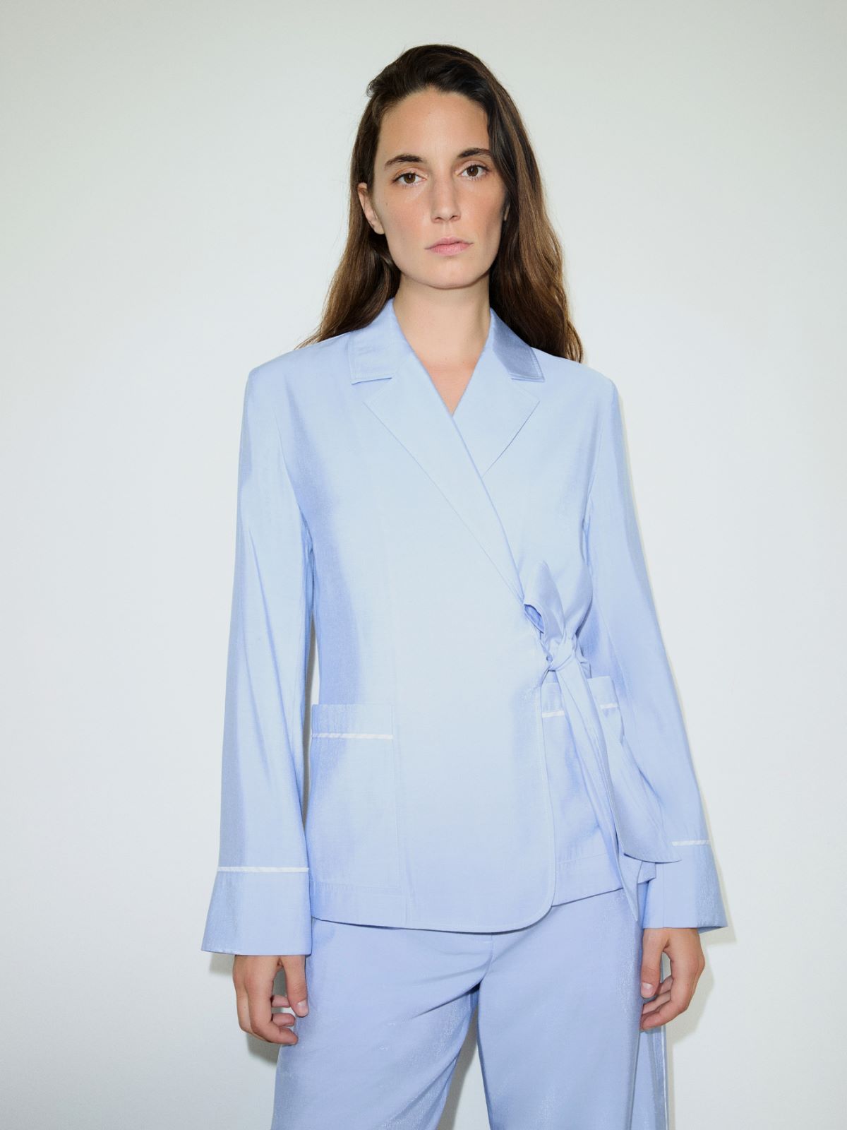 Deconstructed wrap blazer - LIGHT BLUE - MAX&Co.