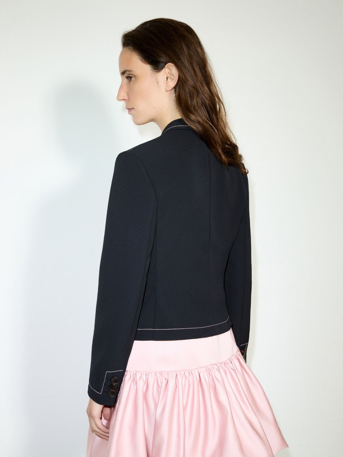 Slim-fit bonded twill jacket - BLACK - MAX&Co. - 2