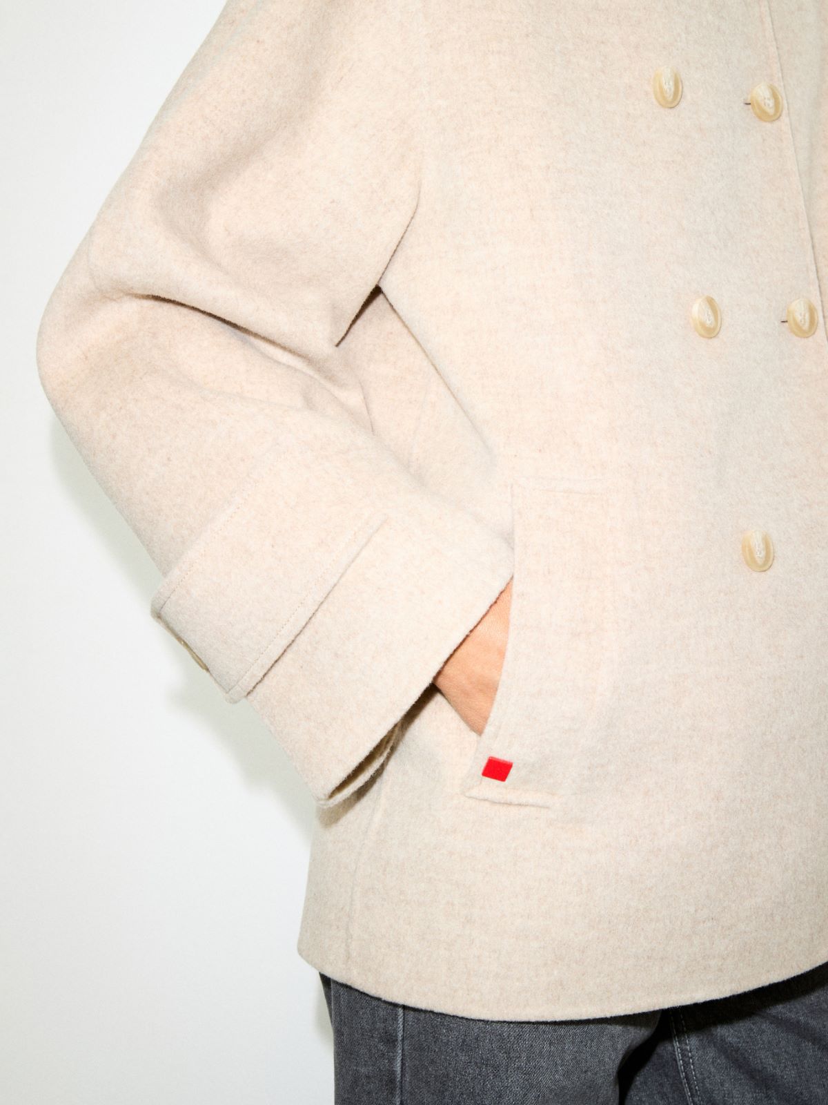 Double-faced wool blend pea coat - SAND - MAX&Co. - 3