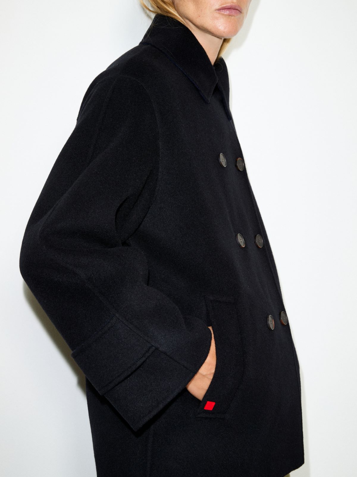 Double-faced wool blend pea coat - BLACK - MAX&Co. - 4