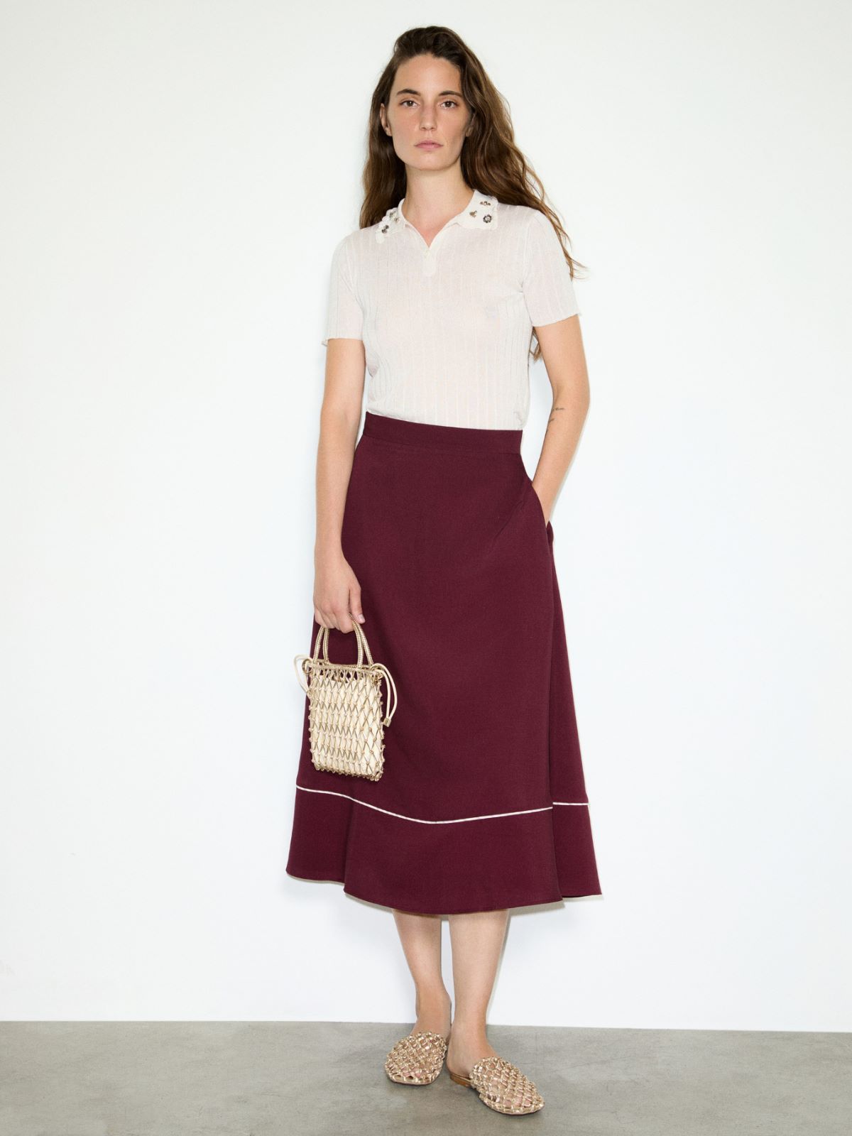 Crisp fabric midi skirt - MAUVE - MAX&Co. - 4