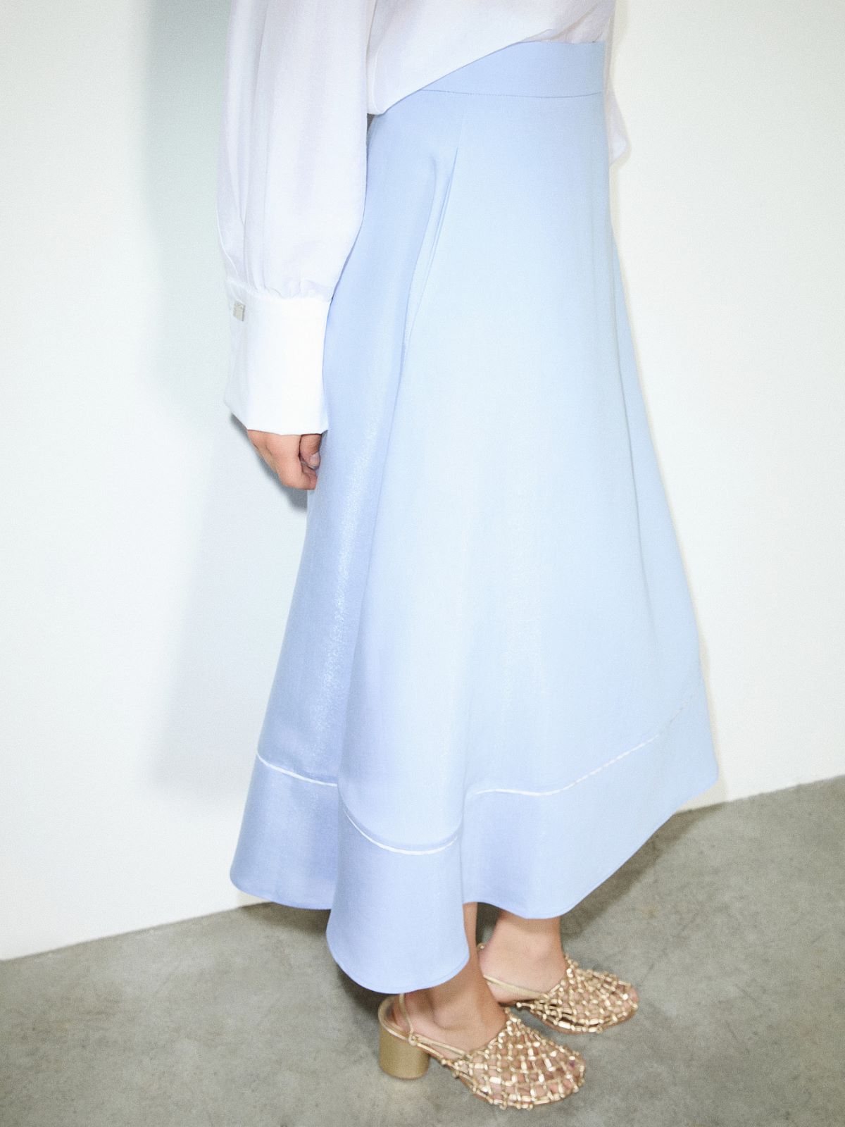 Crisp fabric midi skirt - LIGHT BLUE - MAX&Co. - 3