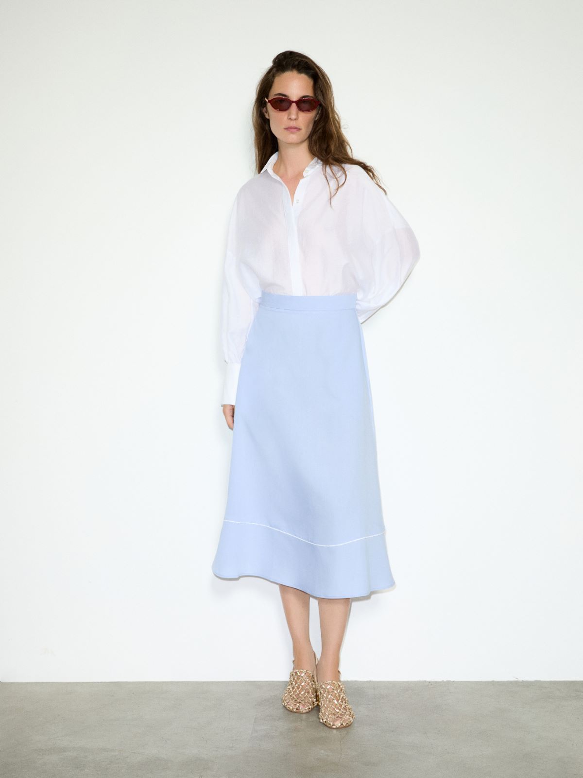 Crisp fabric midi skirt - LIGHT BLUE - MAX&Co. - 4