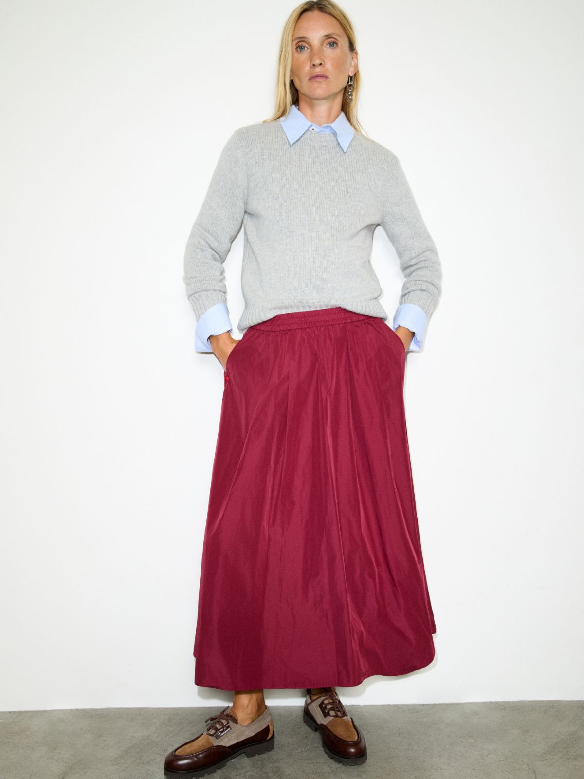Taffeta corolla skirt - CHERRY - MAX&Co.