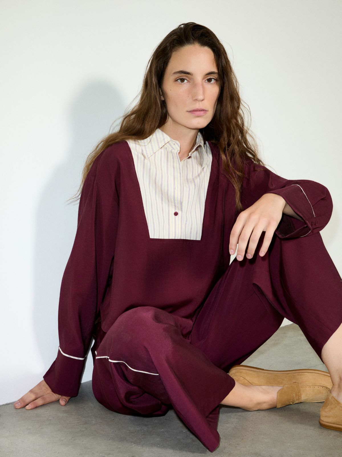 Contrast-placket shirt - MAUVE - MAX&Co. - 3
