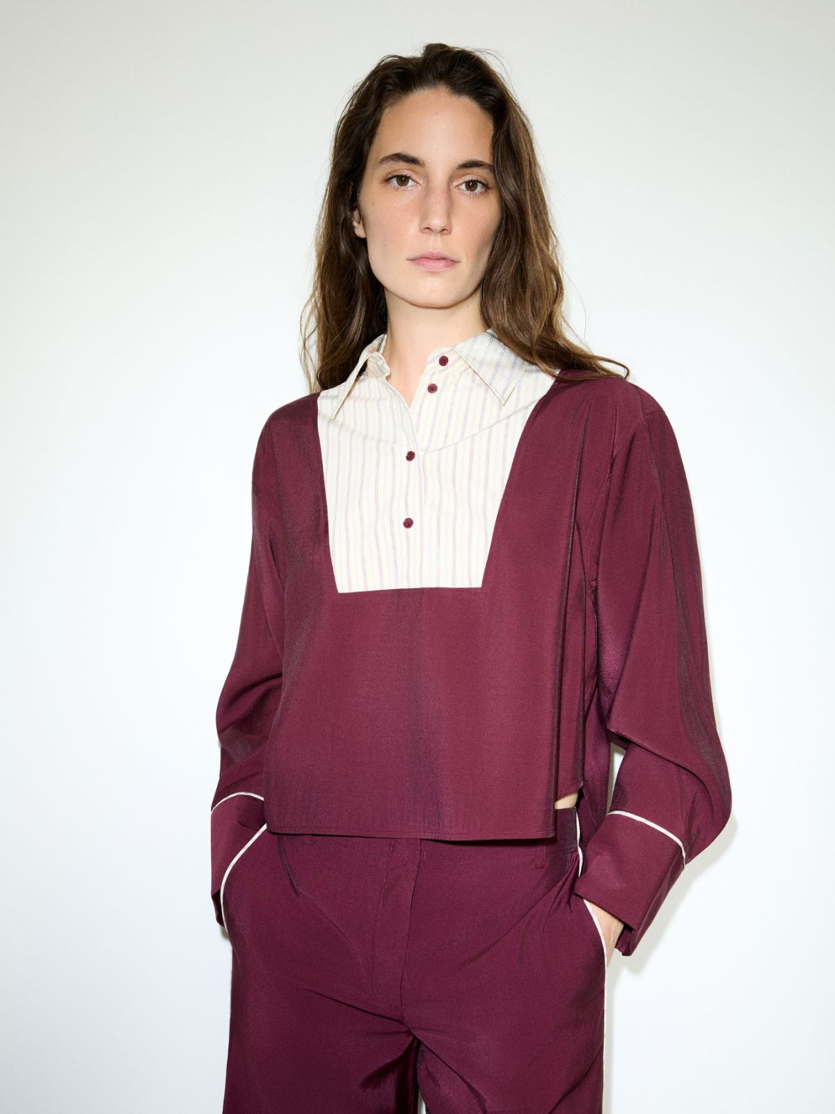 Contrast-placket shirt - MAUVE - MAX&Co.