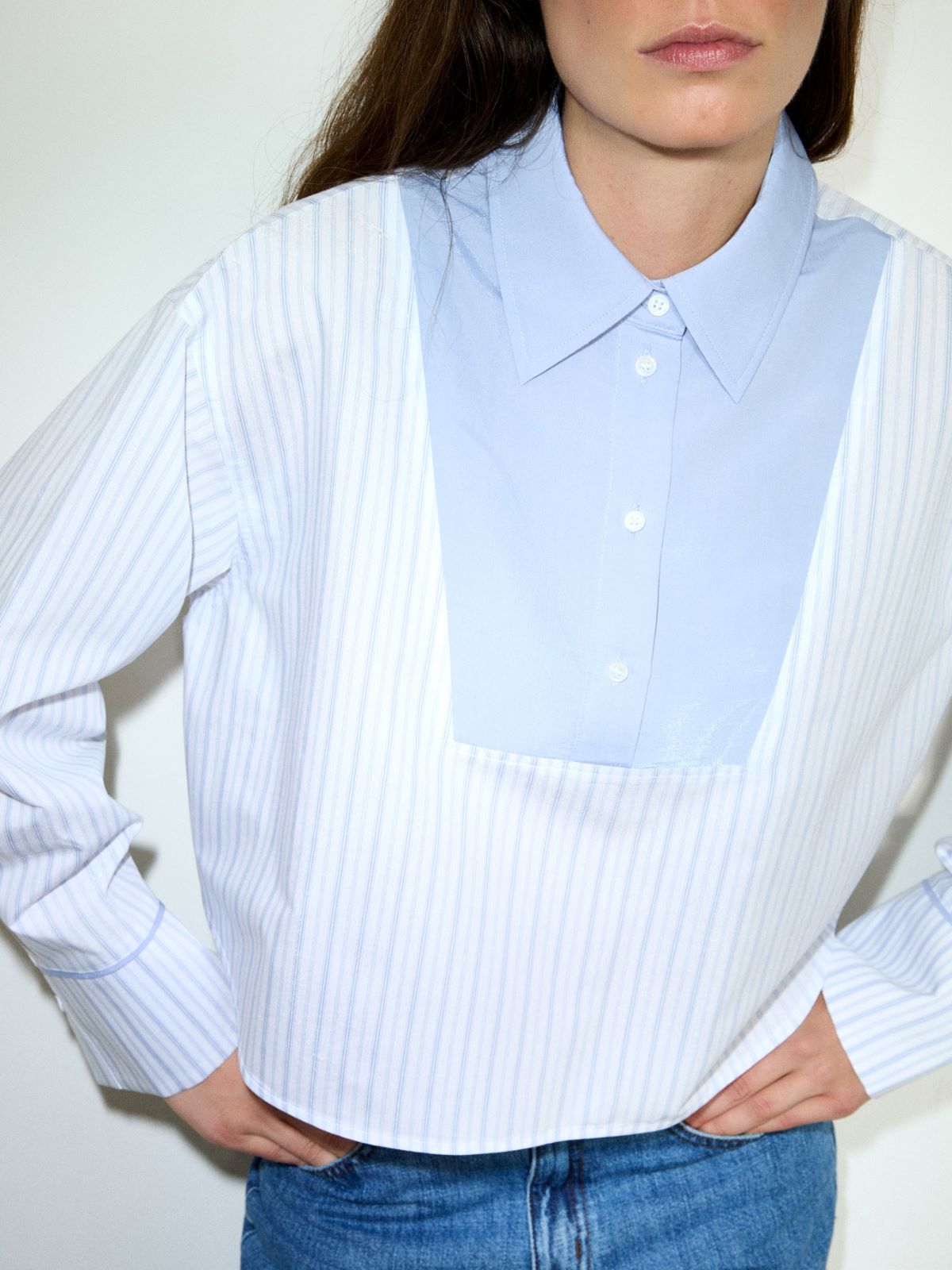 Chemise à plastron contrastant - BLUE CLAIR INTENSE - MAX&Co. - 3