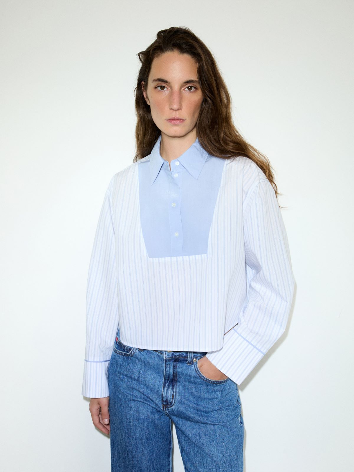 Chemise à plastron contrastant - BLUE CLAIR INTENSE - MAX&Co.