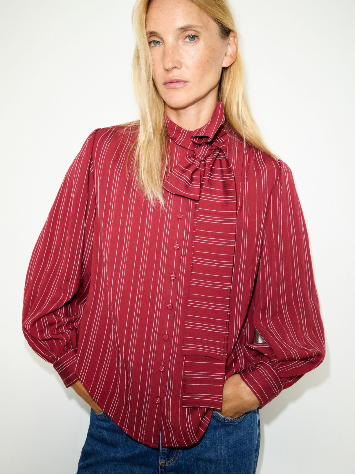 Bluse mit Schluppenkragen - KIRSCHE - MAX&Co. - 3