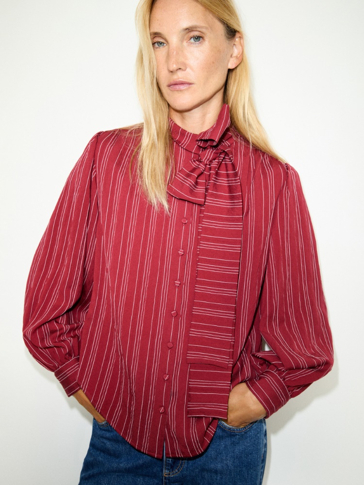 Bluse mit Schluppenkragen - KIRSCHE - MAX&Co. - 3