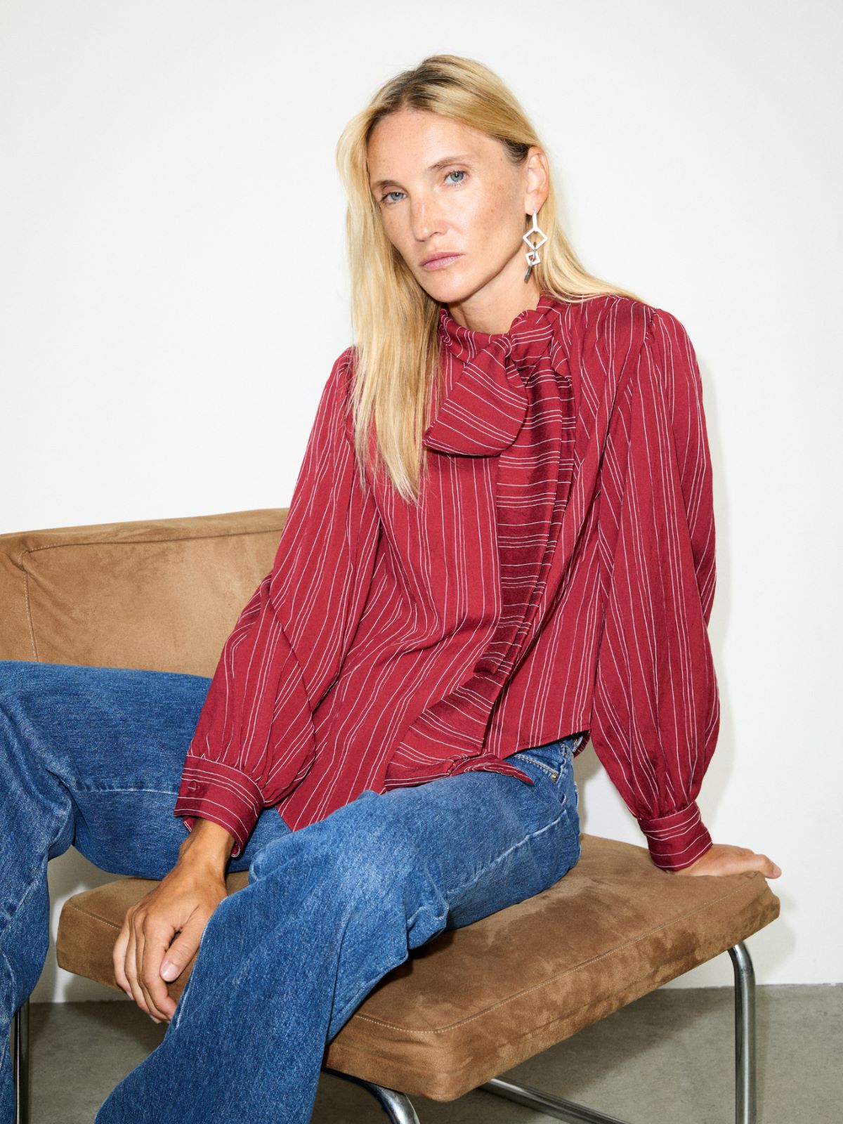 Bluse mit Schluppenkragen - KIRSCHE - MAX&Co.