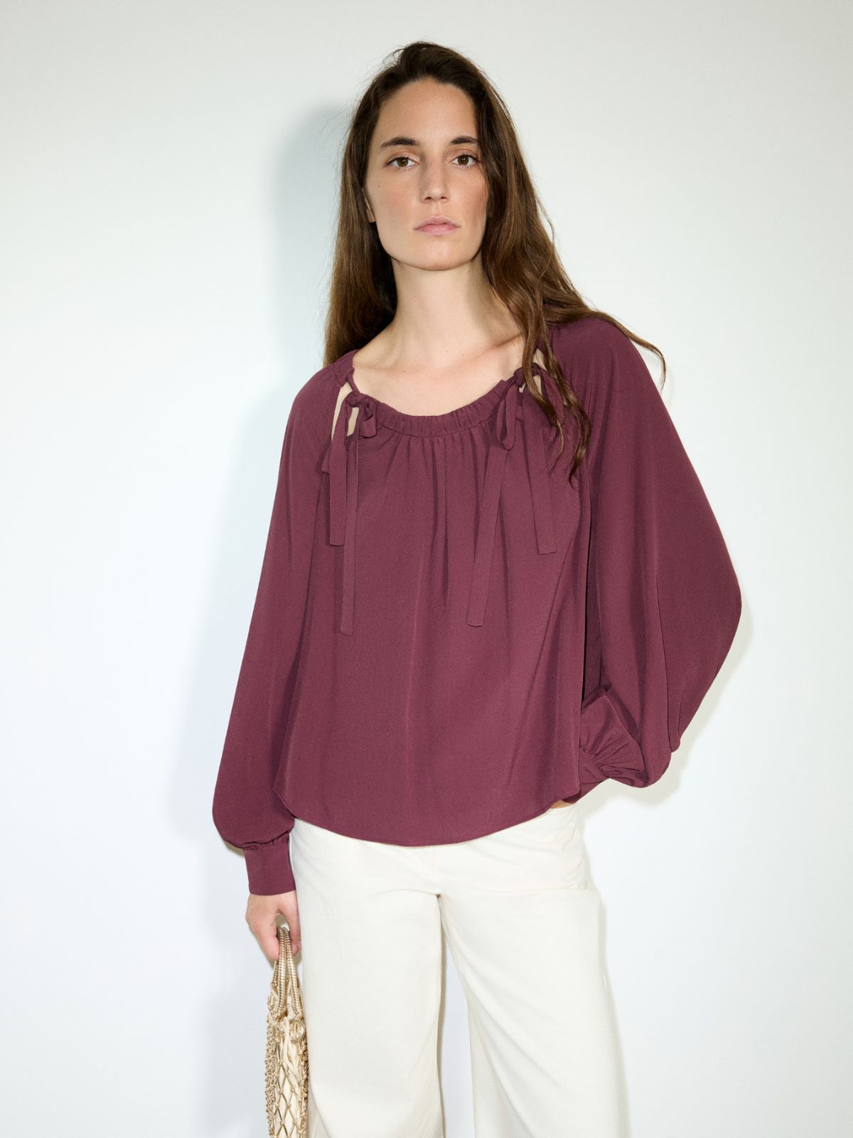 Crêpe de Chine blouse - PLUM - MAX&Co.