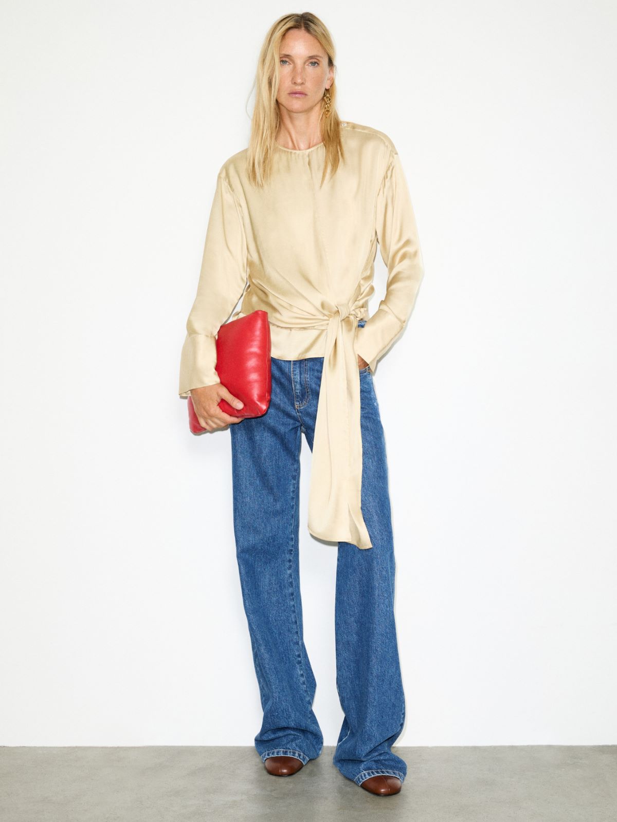 Blusa in raso con nodo - ORO - MAX&Co. - 5