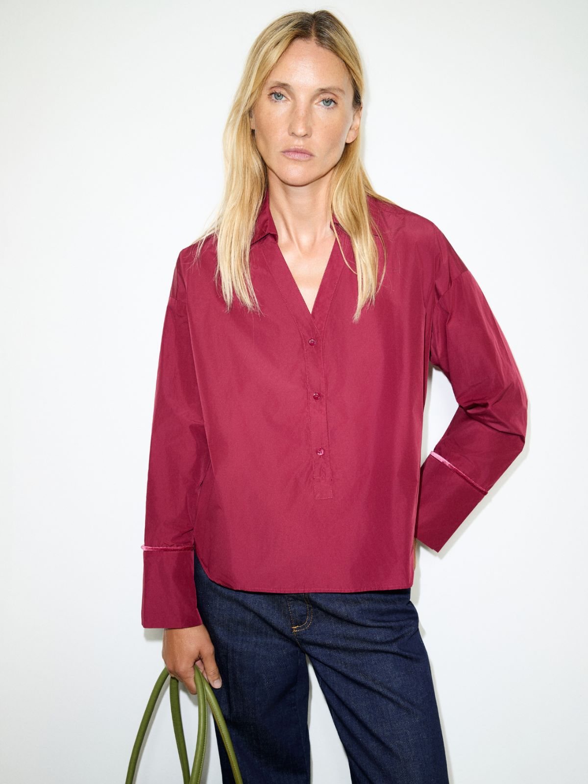 Chemise popover en taffetas - CERISE - MAX&Co.