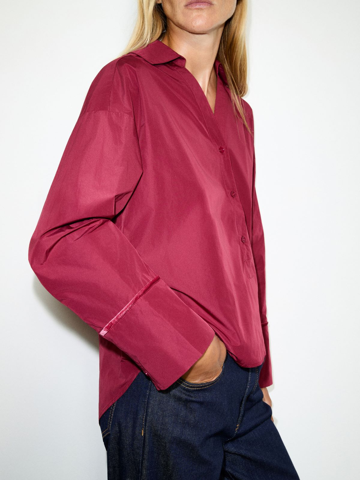 Chemise popover en taffetas - CERISE - MAX&Co. - 4