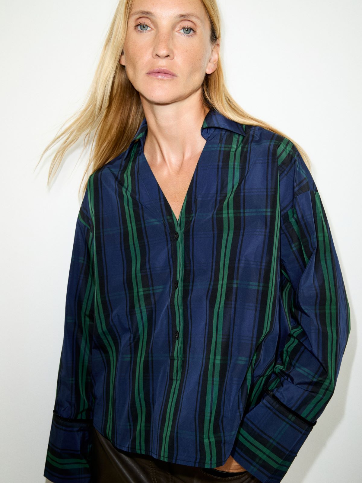 Chemise popover en taffetas - VERT SAPIN - MAX&Co. - 3