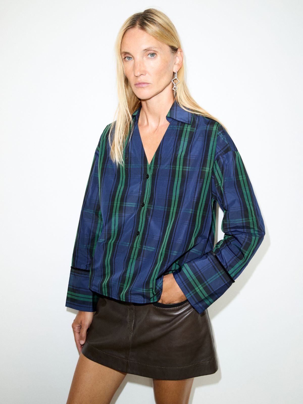 Chemise popover en taffetas - VERT SAPIN - MAX&Co.