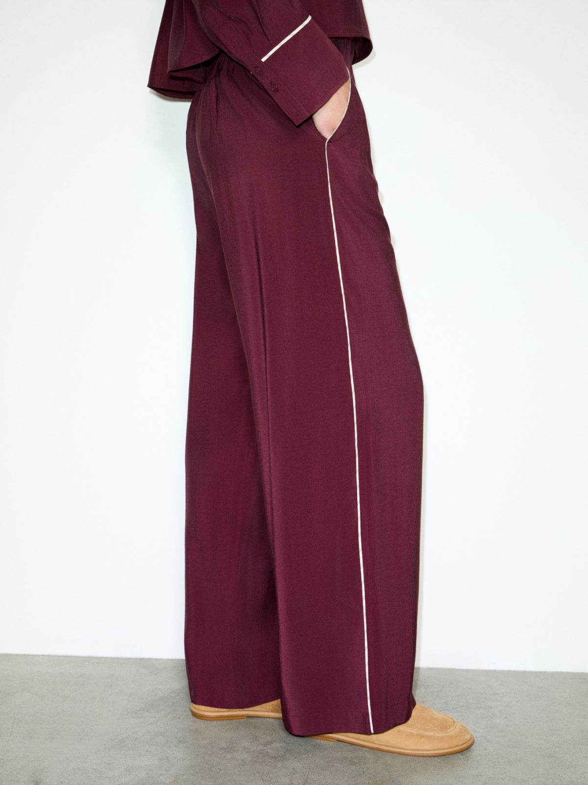 Wide trousers in crisp fabric - MAUVE - MAX&Co. - 3