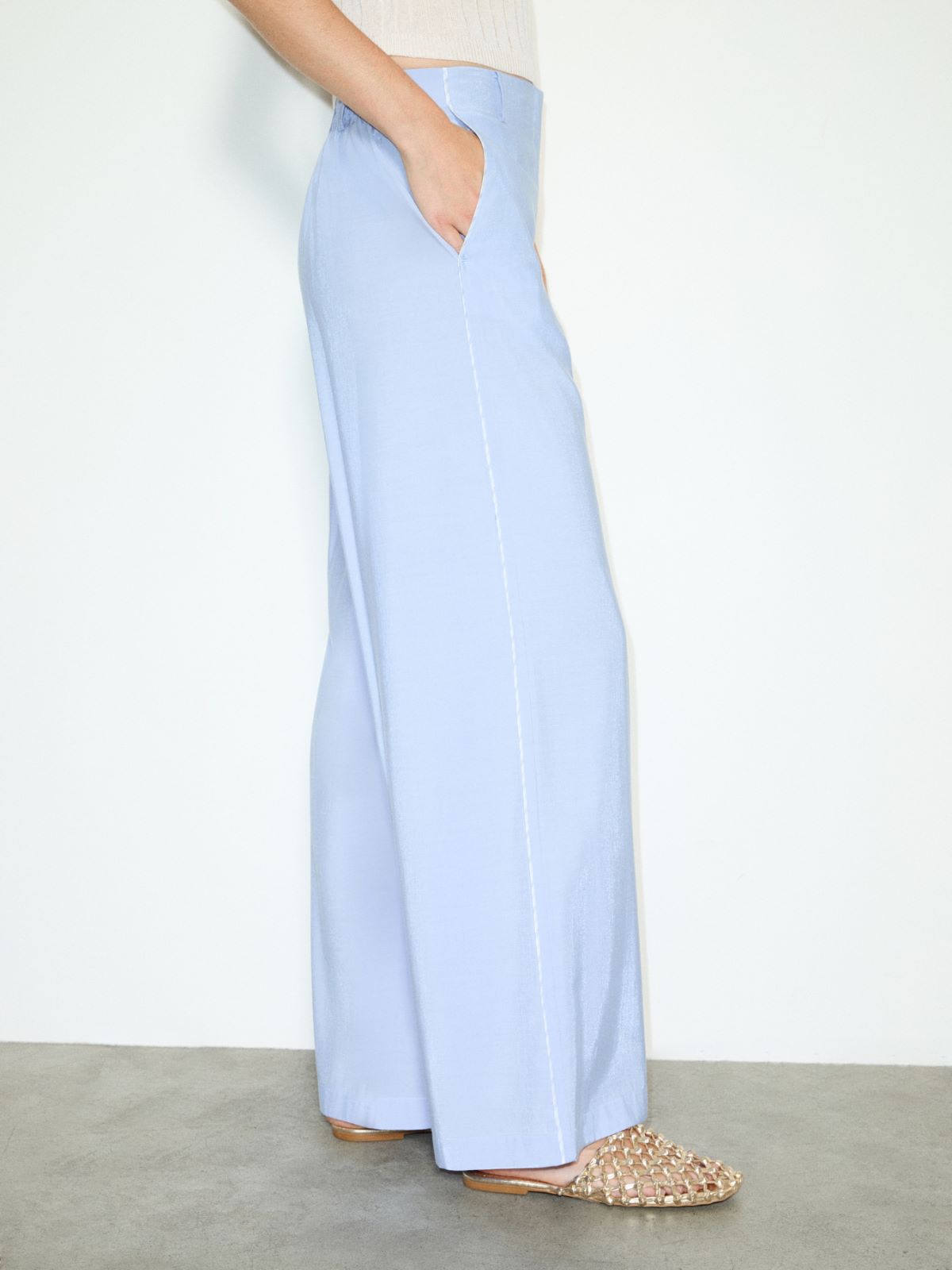 Wide trousers in crisp fabric - LIGHT BLUE - MAX&Co. - 3