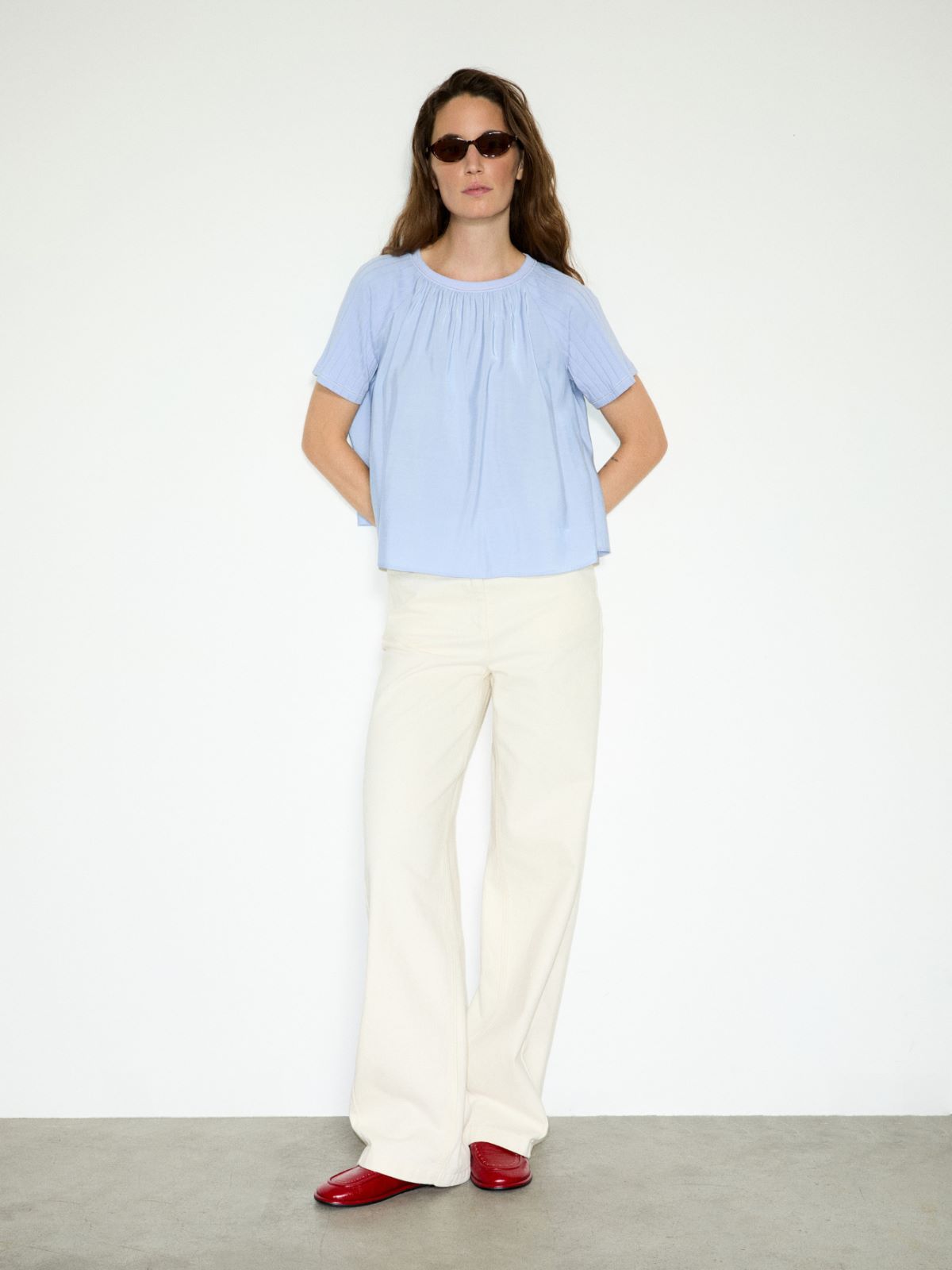 Blouse in crispy fabric and jersey - LIGHT BLUE - MAX&Co. - 4