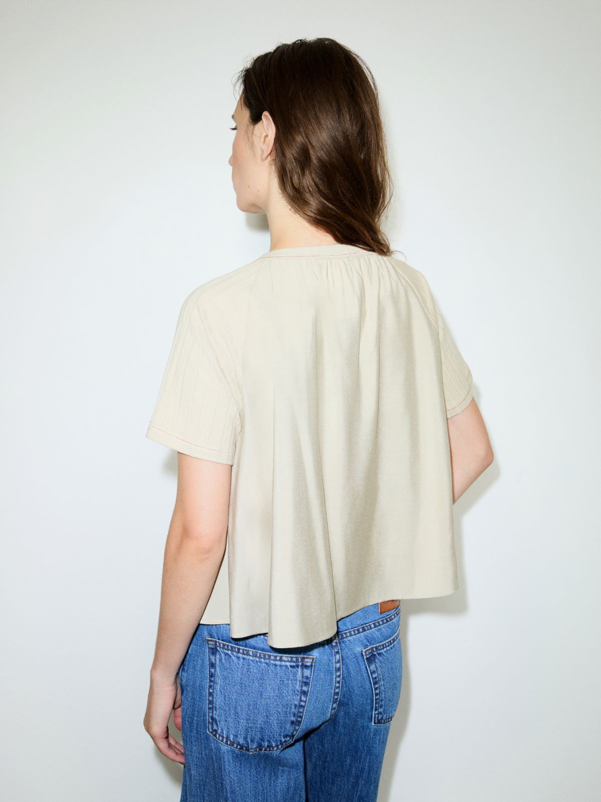 Blouse in crispy fabric and jersey - SAND - MAX&Co. - 2
