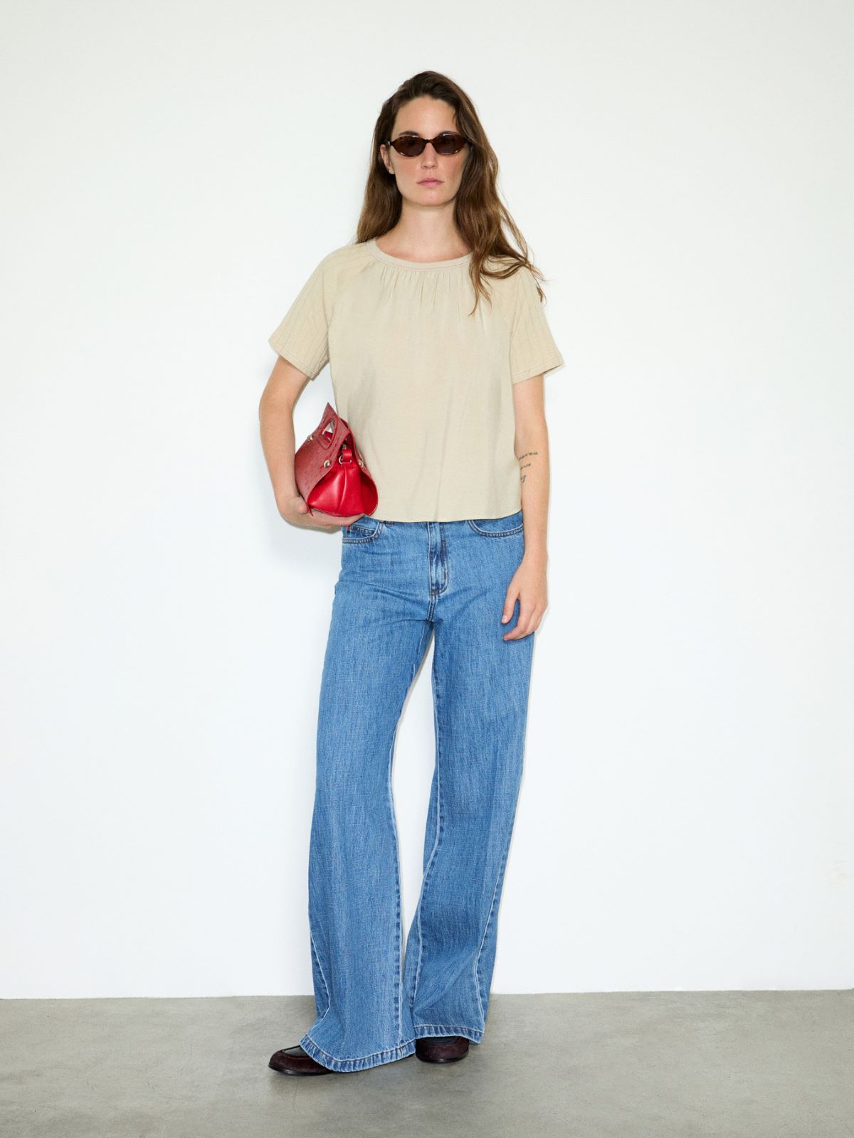 Blouse in crispy fabric and jersey - SAND - MAX&Co. - 4