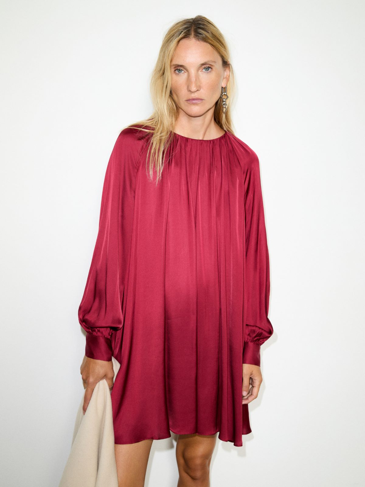 A-line satin dress - CHERRY - MAX&Co.