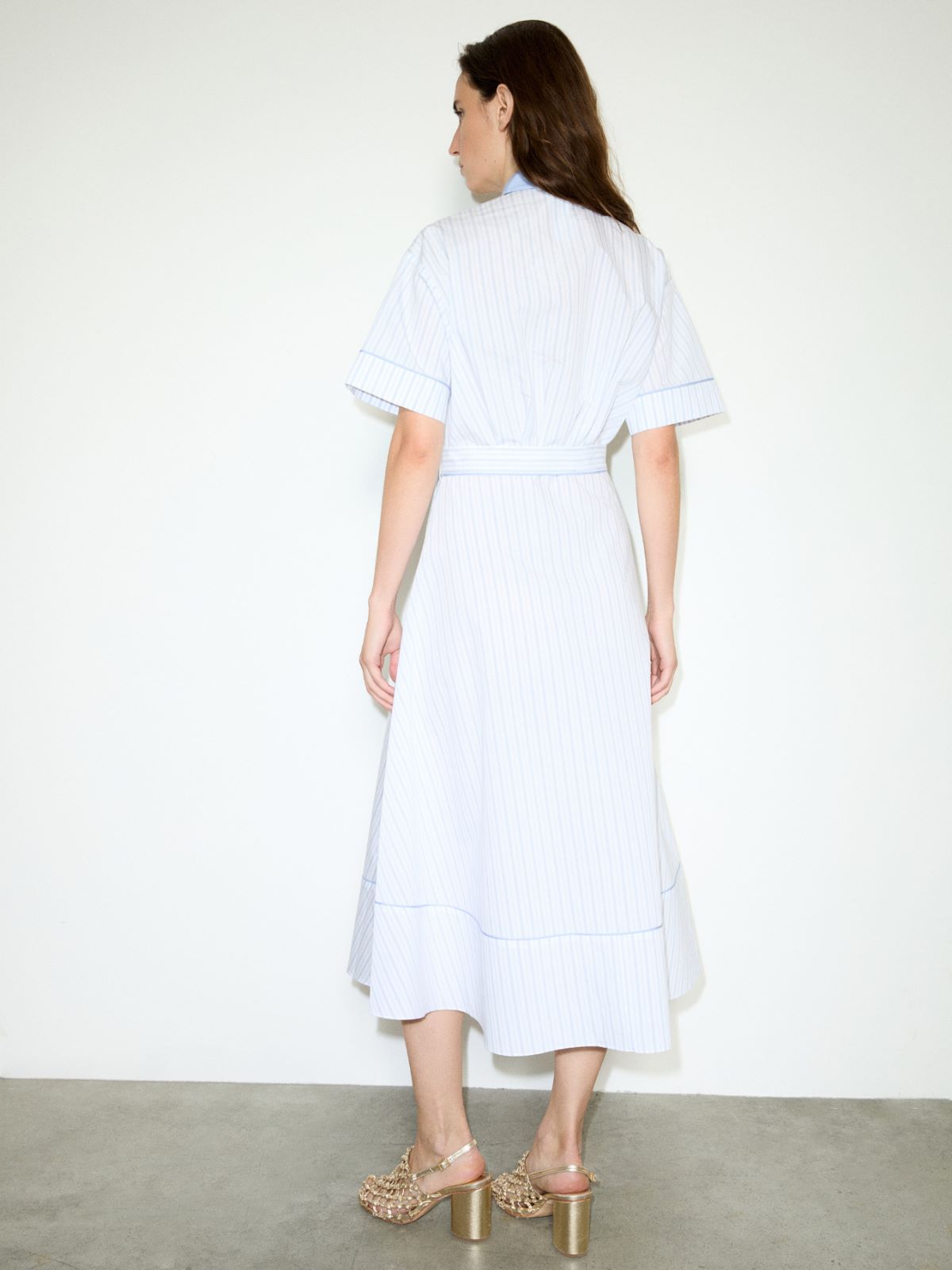 Robe-chemise mi-longue en tissu craquant - BLUE CLAIR INTENSE - MAX&Co. - 2